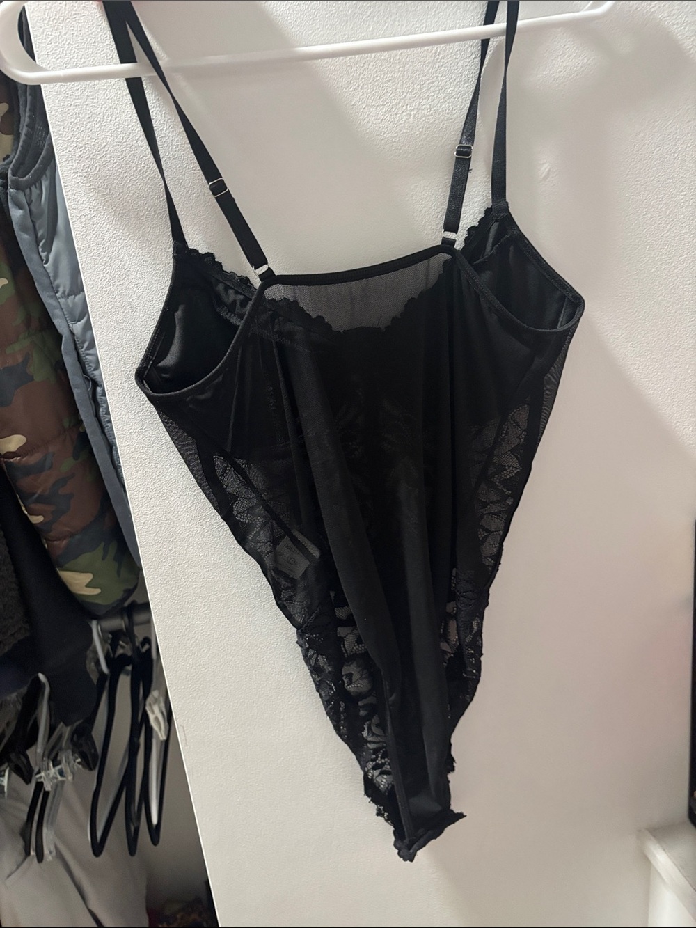 SHEIN Black Lace Sheer Teddy Bodysuit - Picture 2 of 3